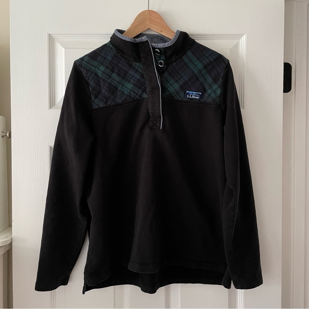 L.L. Bean Soft Cotton Rugby Shirt in black and plaid
